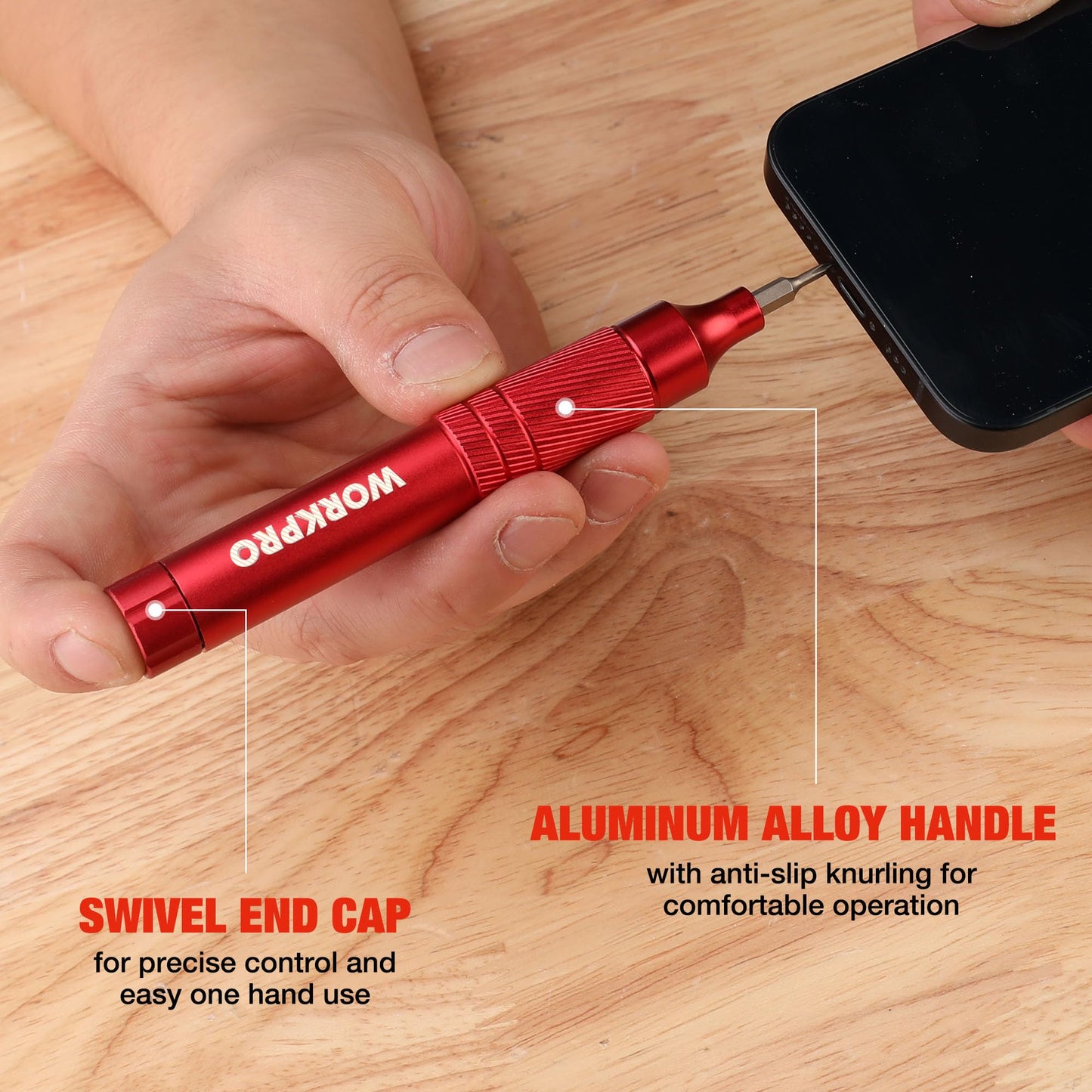 WORKPRO 24 in 1 Multi Bit Mini Screwdriver Set Magnetic, Manual Pen Screwdrivers, Tough S2 Steel Small Screwdriver Bits for Eyeglass, Watch, Laptop, Phone, Jewelry and Electronic, Red