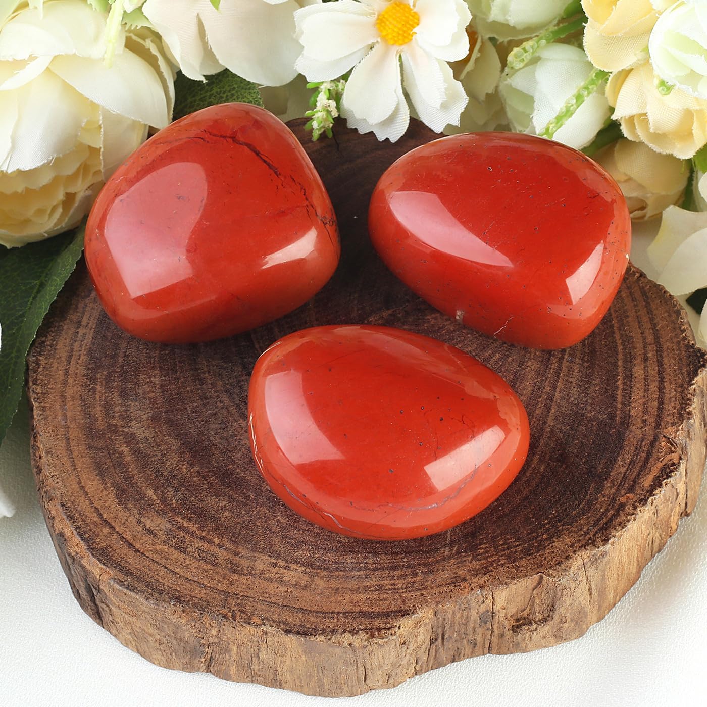 MAIBAOTA 1.6-2.0"Red Jasper Stone Large Red Stone Reiki Jasper Natural Tumbled Polished Stones for Energy Witchcraft Therapy Meditation DIY Crystals for Protection
