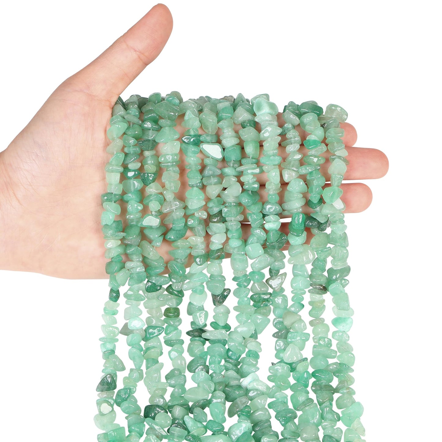 ZHIYUXI 400pcs Green Aventurine Beads 5-8mm Crystals Gemstones for Bracelet Making 2 Strands Irregular Stone Bead for Jewelry Making Craft