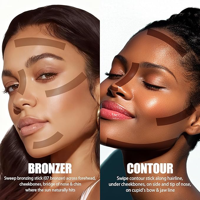 Cream Contour Stick, Cool Toned Contour & Sculpt Stick for Natural Sculpted Face Makeup, Creamy Texture & Non Cakey, Long Lasting Cream Bronzer Stick, Buildable & Highly Pigmented (08 Soft Tan)