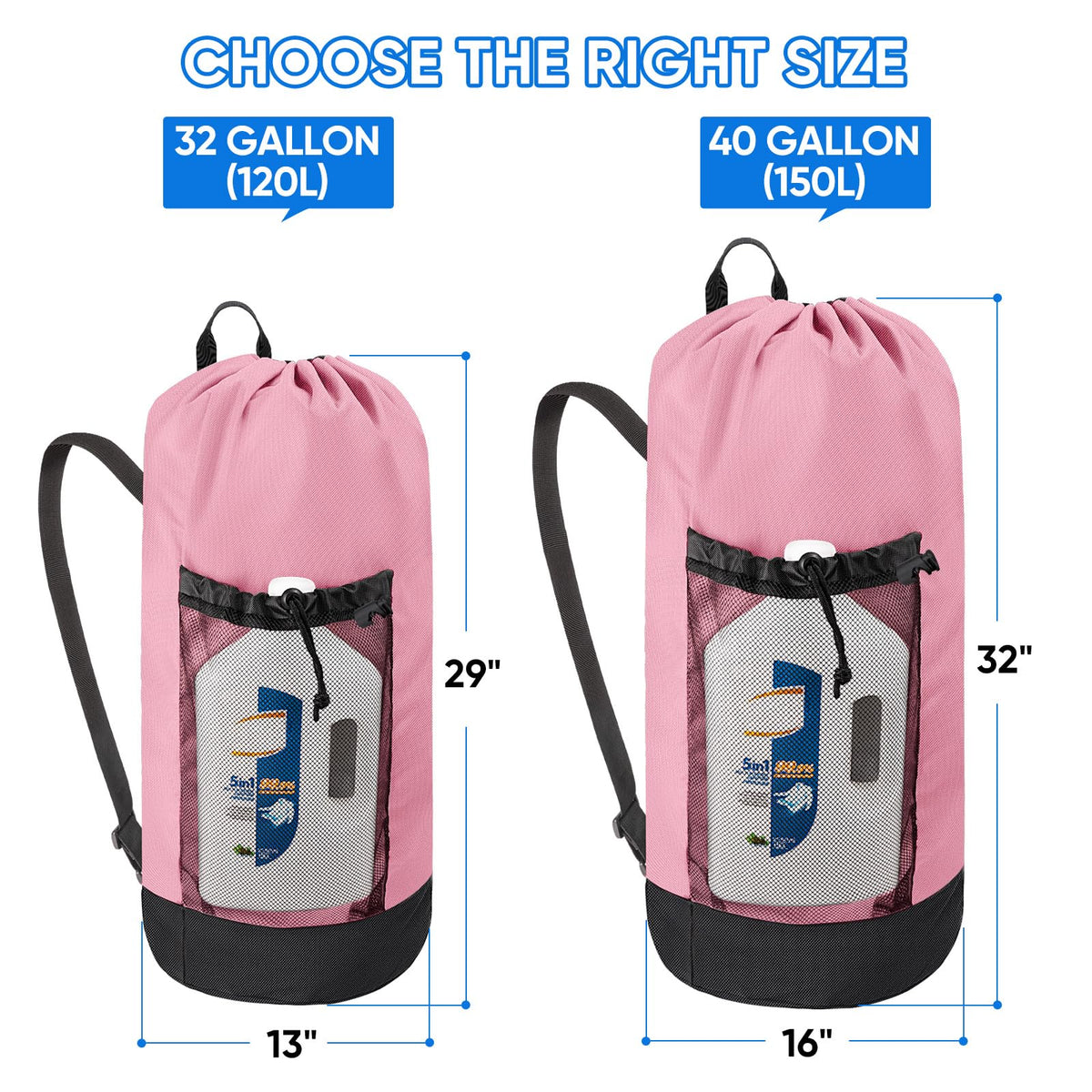 2PK 120L Laundry Bag Backpack (2 Count)