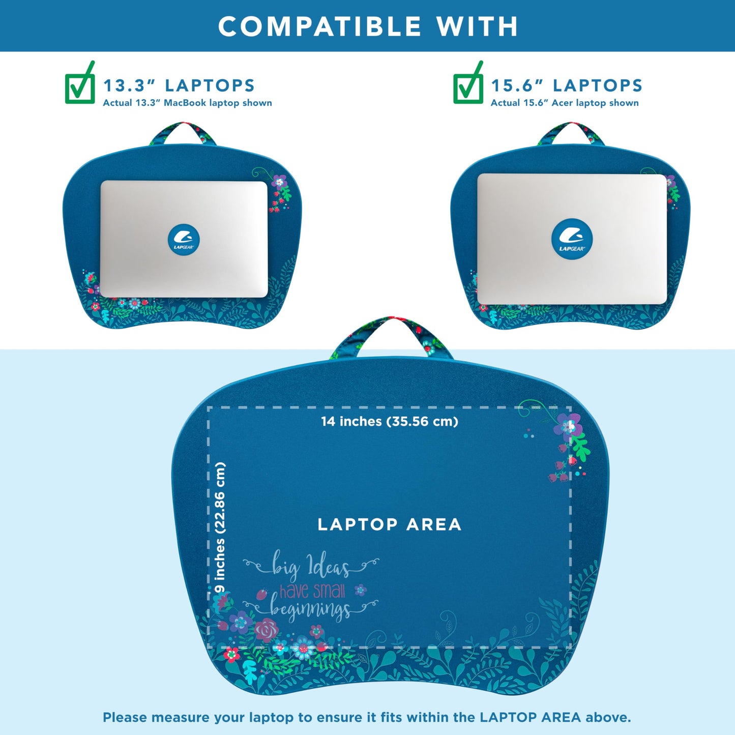 LAPGEAR MyStyle Portable Lap Desk with Cushion - Big Ideas - Fits up to 15.6 Inch Laptops - Style No. 45311
