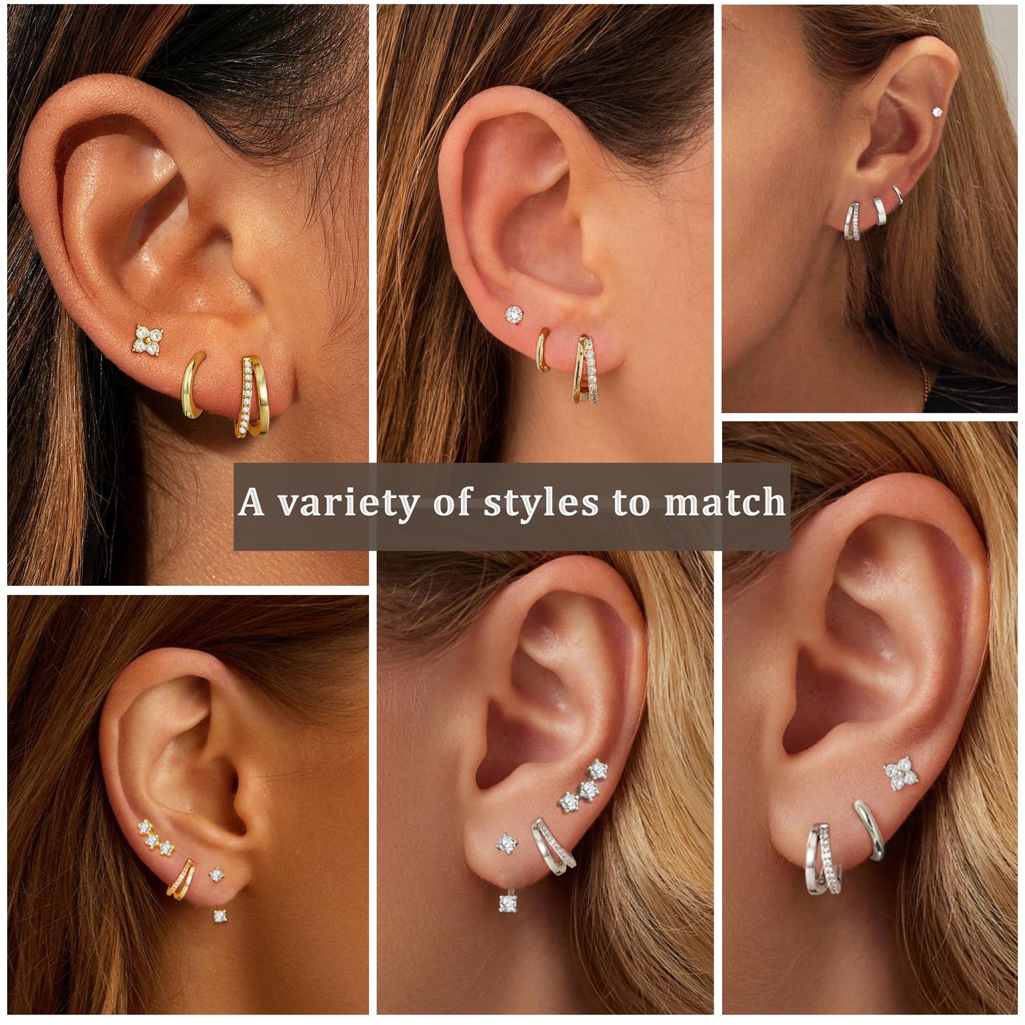 DORANA 3 Pair Small Gold Hoop Earrings Set for Women 925 Sterling Silver Huggie Earrings Non Tarnish Small Cartilage Hoops Stackable Earring Stacks Sets for Multiple Piercing