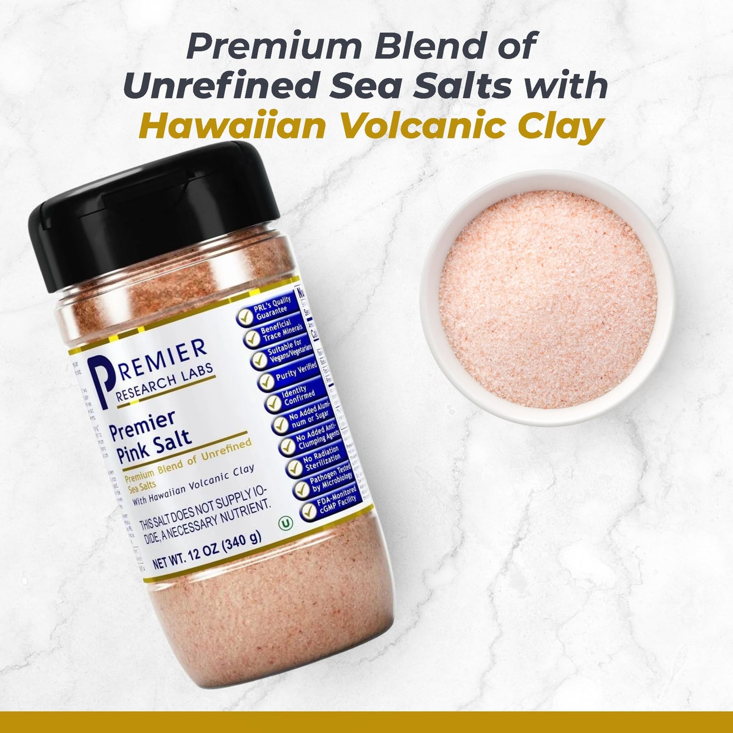 Premier Research Labs Pink Salt - Hawaiian Red Alaea Sea Salt Blend for Food, Cooking, and Eating - Flaky, Unrefined, and Additive-Free, 12 oz