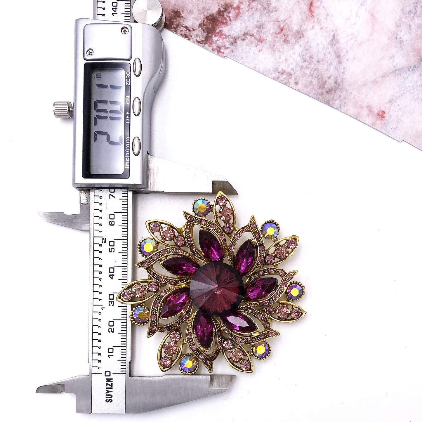 LAXPICOL Vintage Women's Purple Austrian Crystal Elegant Flower Brooch Wedding Broach Pin