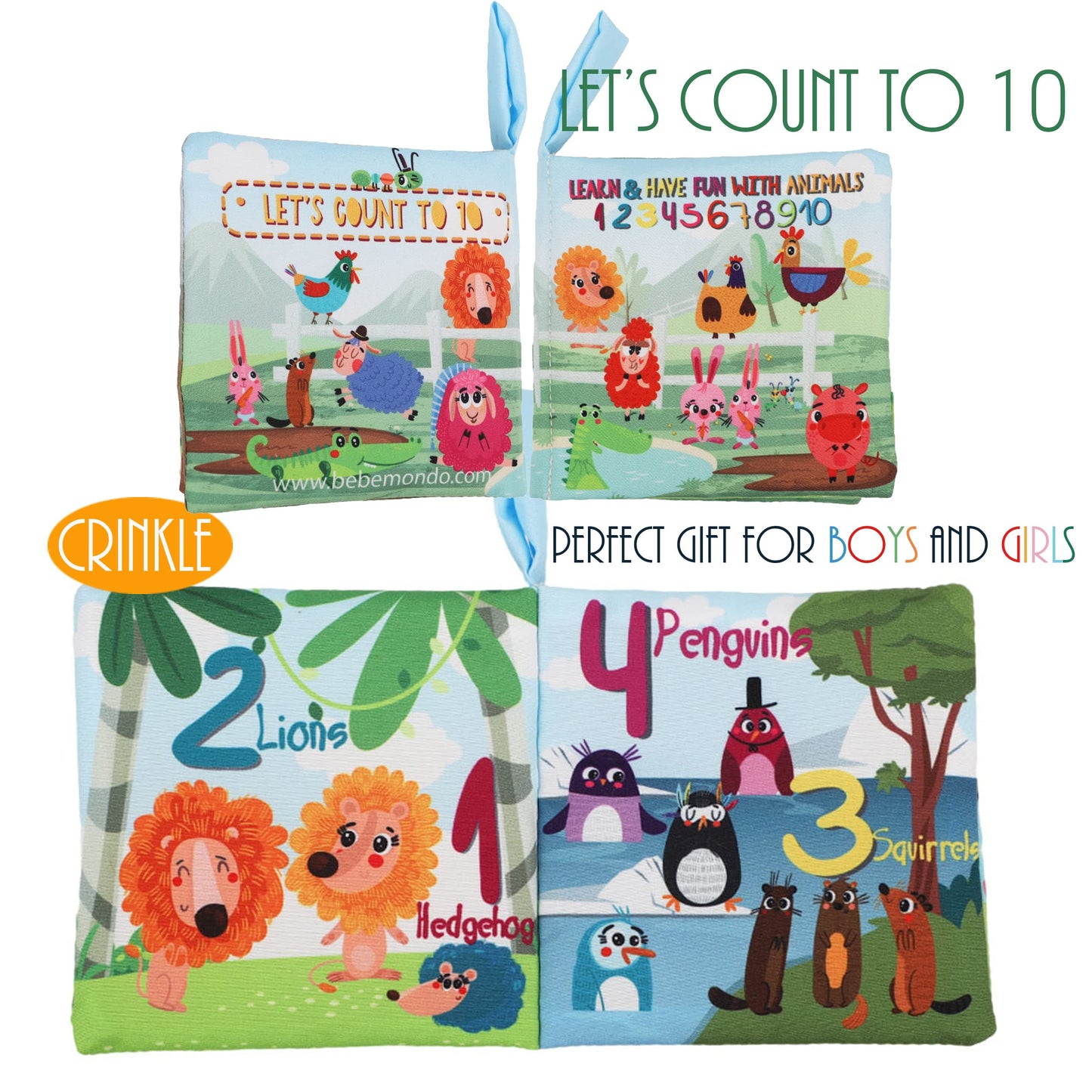 bebe mondo Fish Baby Crinkle Books with 6 PCs Educational Learning Toys for Newborn Babies Infants 0-6, 6-12 and 12-18 Months 1-2 Year Old