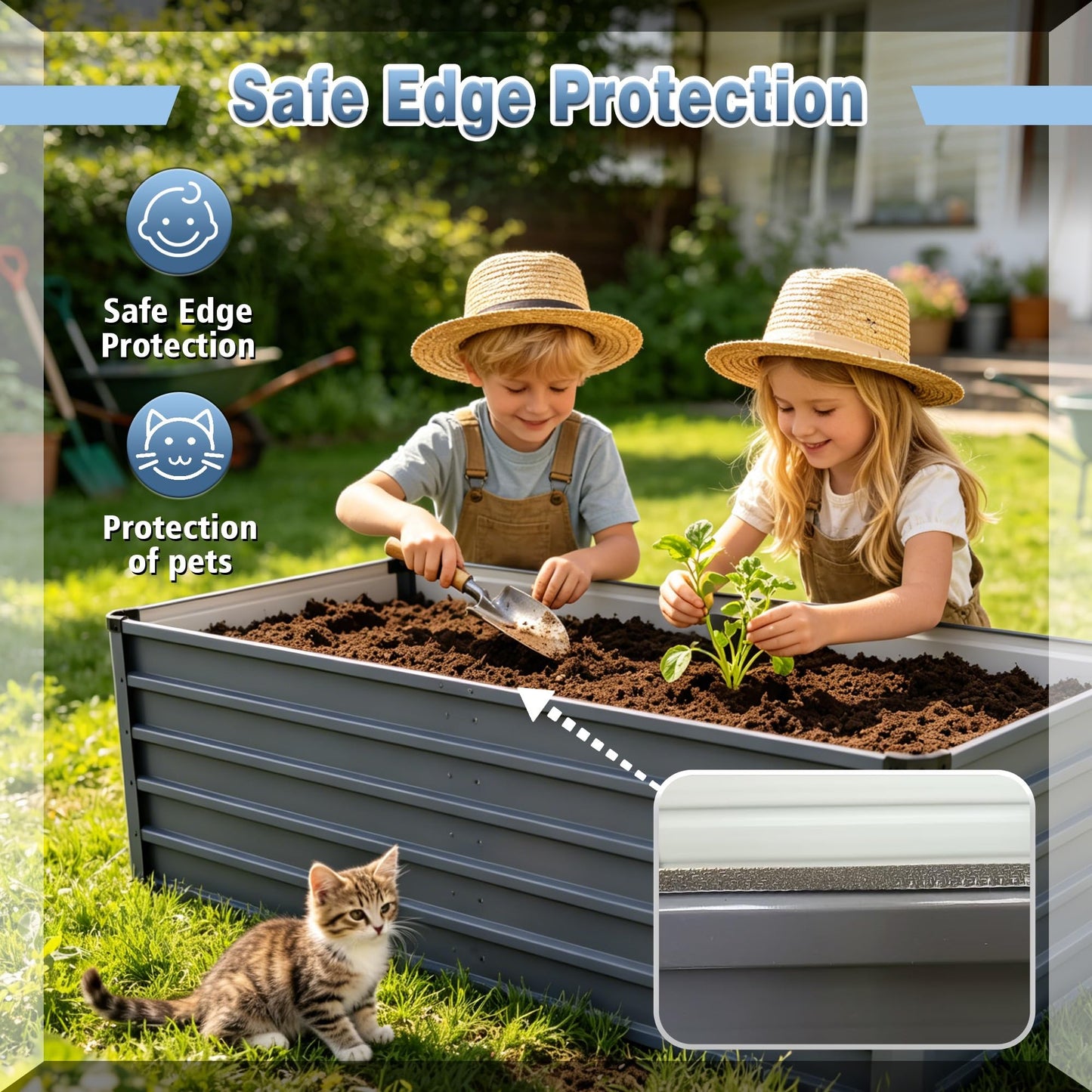 YJSPSSW 2pcs 6x3x2ft Large Raised Garden Bed Kit, Grey Galvanized Metal Outdoor Planter Boxes for Vegetables Flowers Herbs