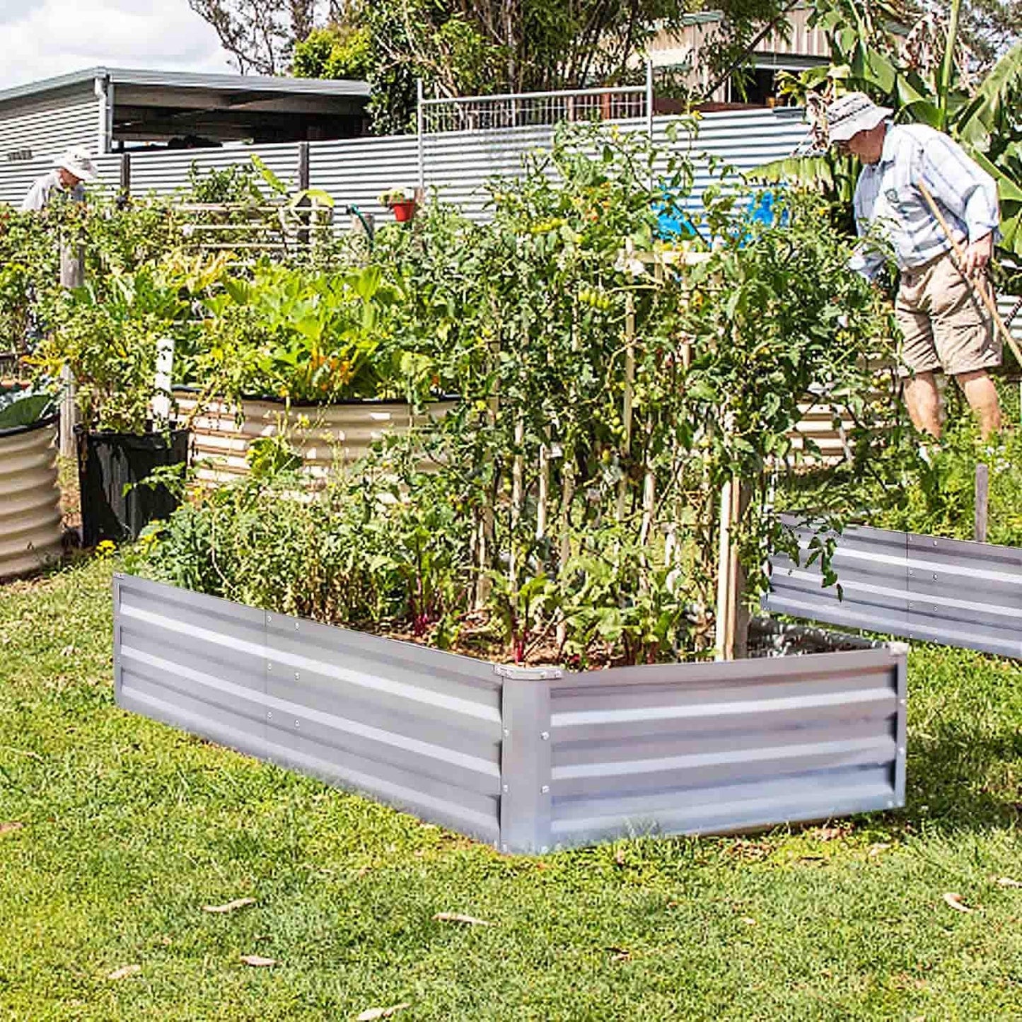 FOYUEE Galvanized Raised Garden Beds for Vegetables Metal Planter Boxes Outdoor Large Patio Bed Kit Planting Herb 5x3x1ft