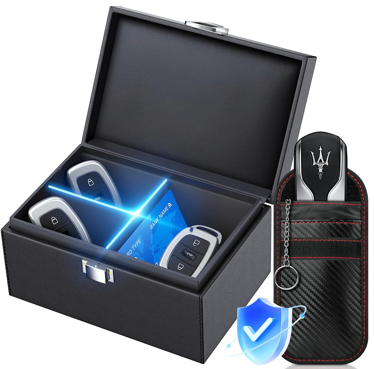 Coorattyes Faraday Box for Car Keys, Key Fob Signal Blocker Rfid Box for Car Keys, Faraday Key Fob Protector Signal Blocking Box