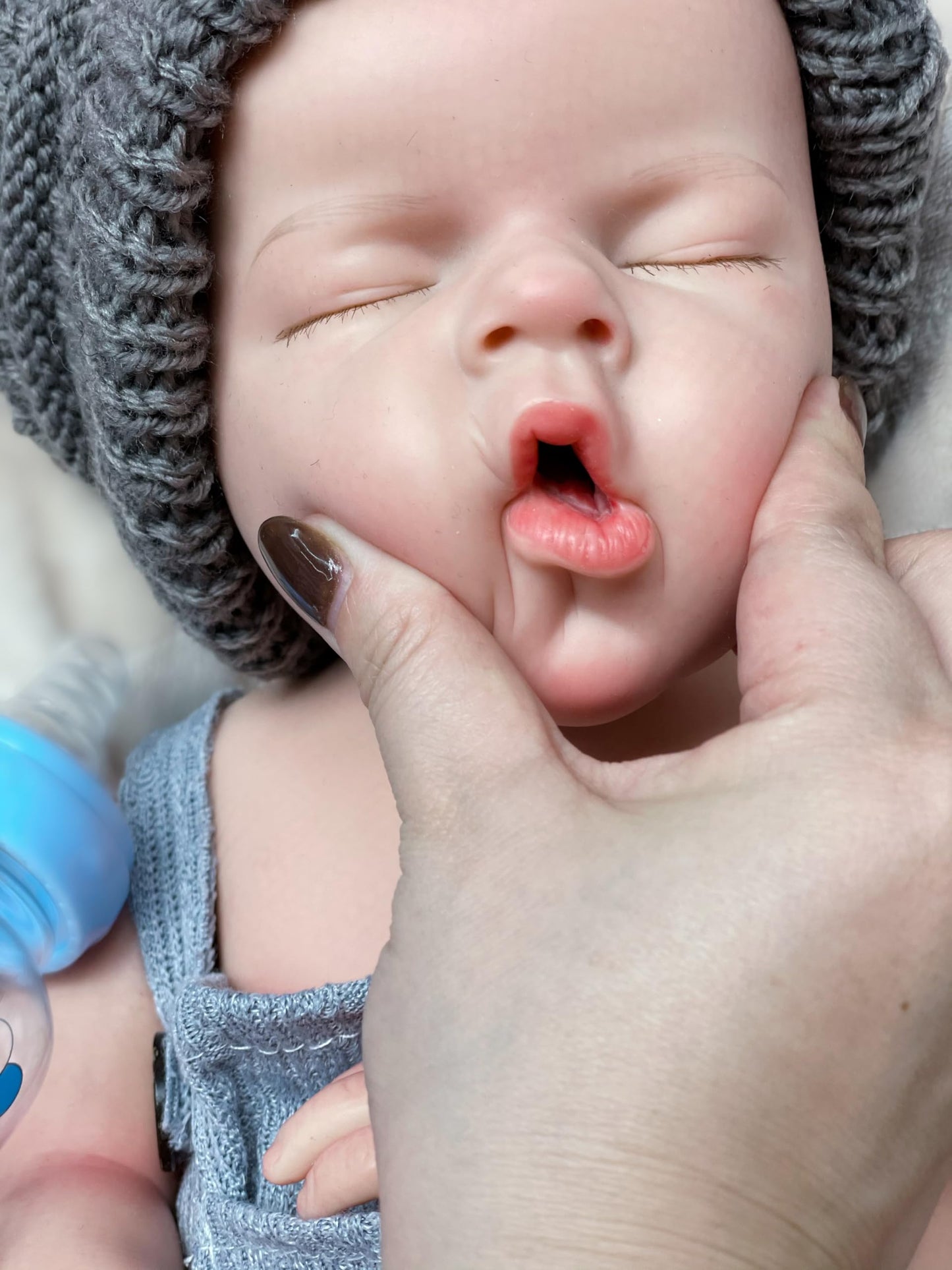 Gileutay 20 inch Full Solid Silicone Reborn Doll Boy Lifelike Reborn Sleeping Newborn Babies Doll That Can Open Mouth