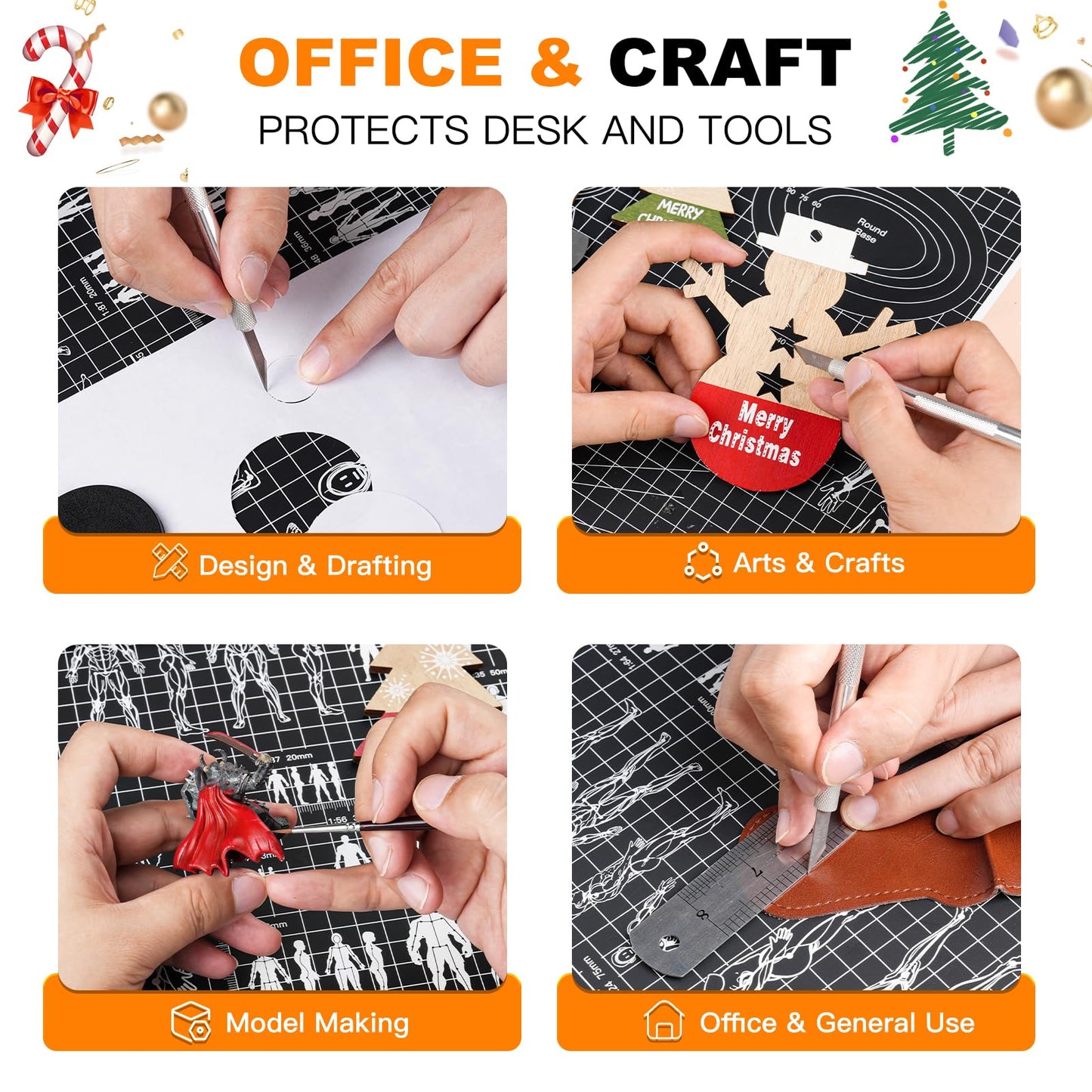 Golden Maple Self Healing Cutting Mat, 5-Layer Double-Sided PVC Non-slip Miniature Model Cutting Mat for Role Play, Board Game, Crafts, Wire Armature Sculpture, Scale Figure, A3 18'' x 12''