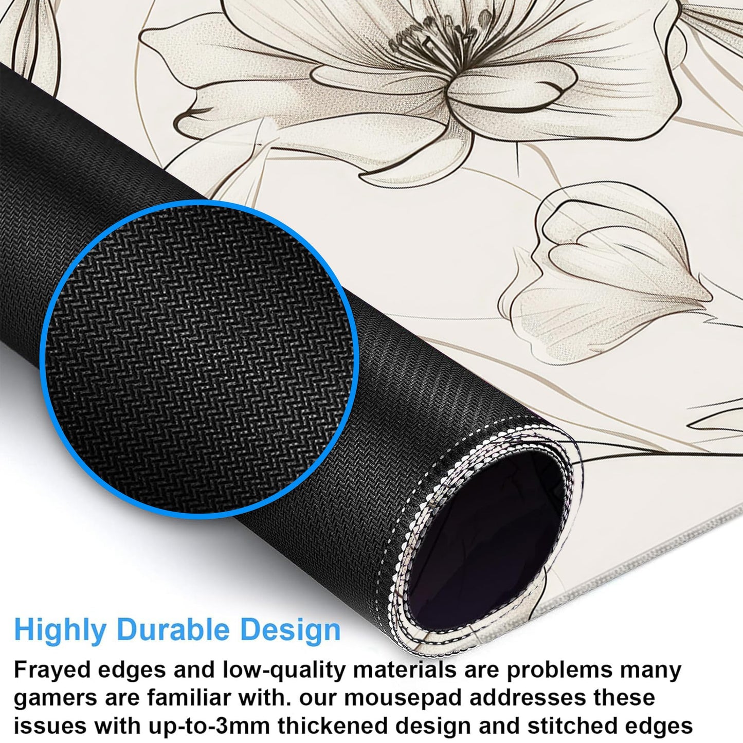 Desk Pad, Boho Minimalist Flowers XXL Gaming Mouse Pad with Stitched Edges,Non-Slip Waterproof Rubber Base Large Desk Mat for Keyboard and Mouse 35.4"x15.7"