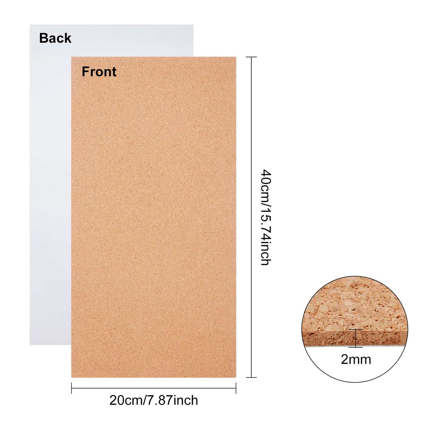 BENECREAT 6 Pack 15.7x7.8 Inch Back-Adhesive Cork Sheets (2mm Thick) Insulation Cork Backing Sheets for Coaster, Wall Decoration, Party and DIY Crafts Supplies