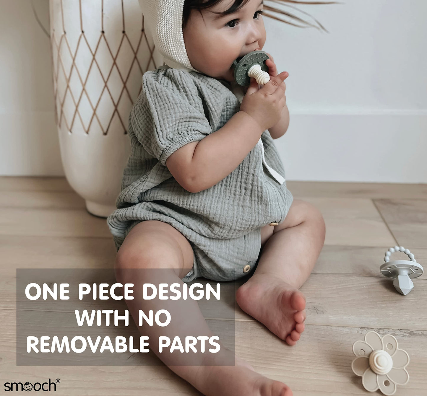 Soothipop Silicone Pacifier Teething Toys for Babies 0-6 Months 12, 18 Months - Pacifier Shaped Baby Teether, Soft Teething Pacifiers for Babies Baby Teething Relief Flower