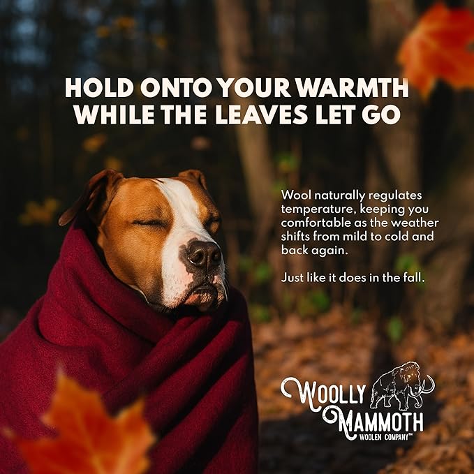 Woolly Mammoth Wool Blanket, Warm & Thick 50% Wool Blankets - Machine-Washable, Travel Blanket, Warm Winter Outdoor Blanket - 85" x 47" Navy Blue
