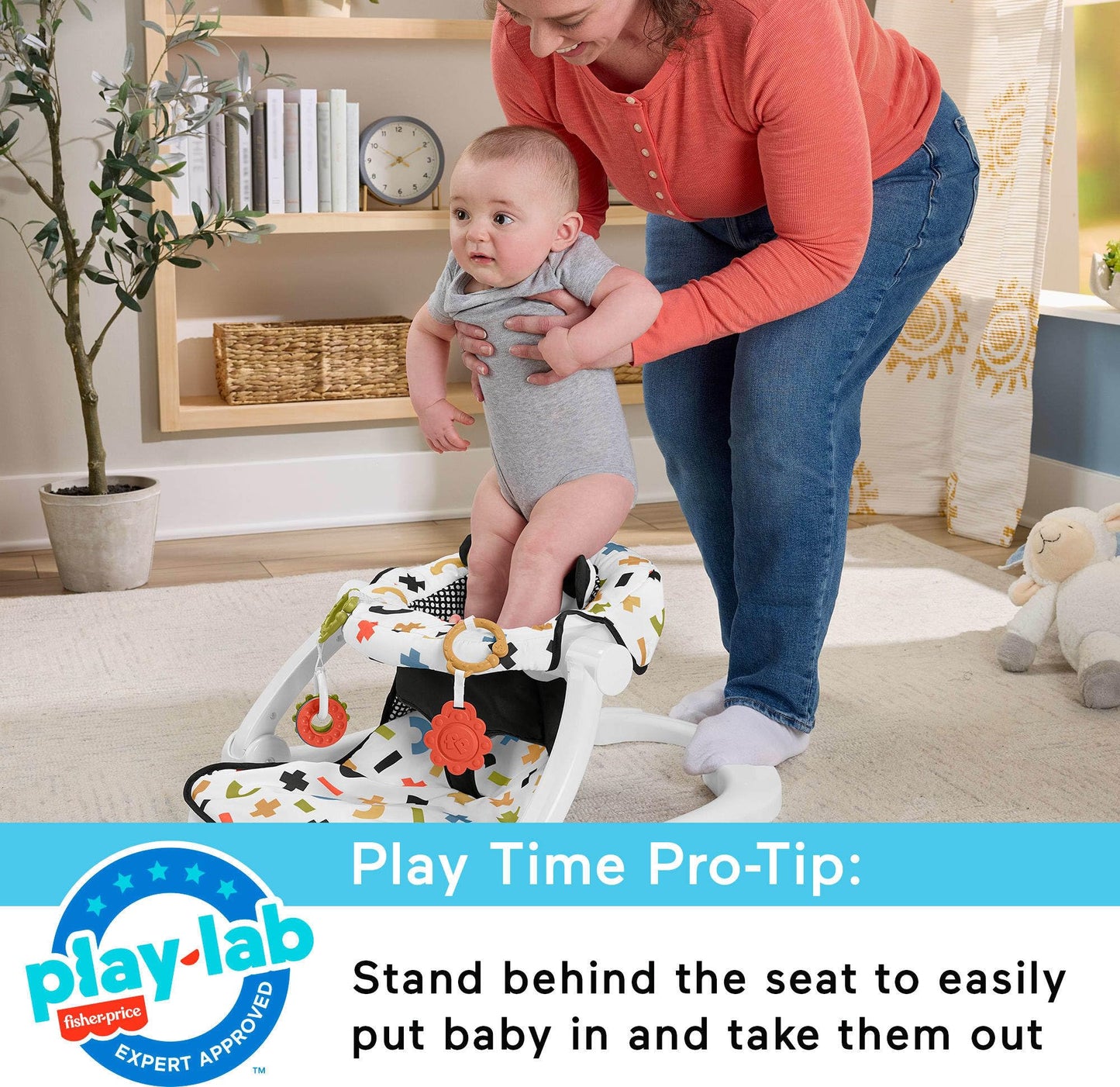 Fisher-Price Portable Baby Chair, Cute Cow Sit-Me-Up Floor Seat with BPA-Free Teether & Clacker Newborn Developmental Toys