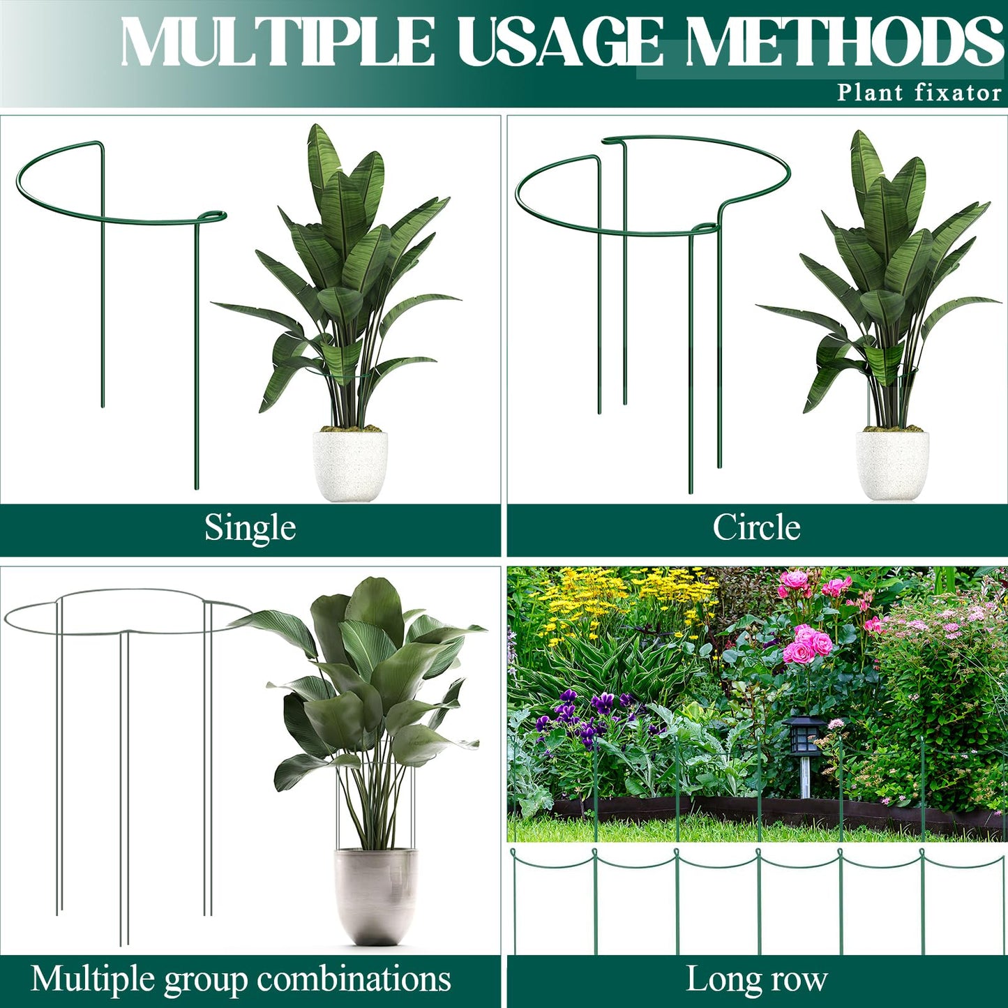 6-Pack 38.7” Plant Support Stakes, Steel Plant Cage & Peony Tomato Hydrangea Cage, Garden Stakes for Outdoor Plants, Heavy-Duty Plant Stakes, 16.7” Support + 22” Extension Tubes