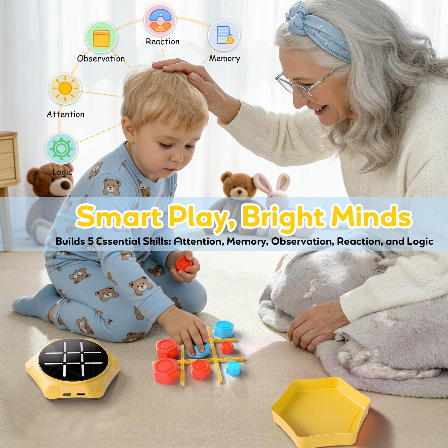 Tic Tac Toe Handheld Game Bolt : VORQXIN Digital Electronic Brain Teaser - 5 in1 Portable Mini Console Mute Function Travel Games for Car Ride,Unique Gift for Boys Girls and Adults