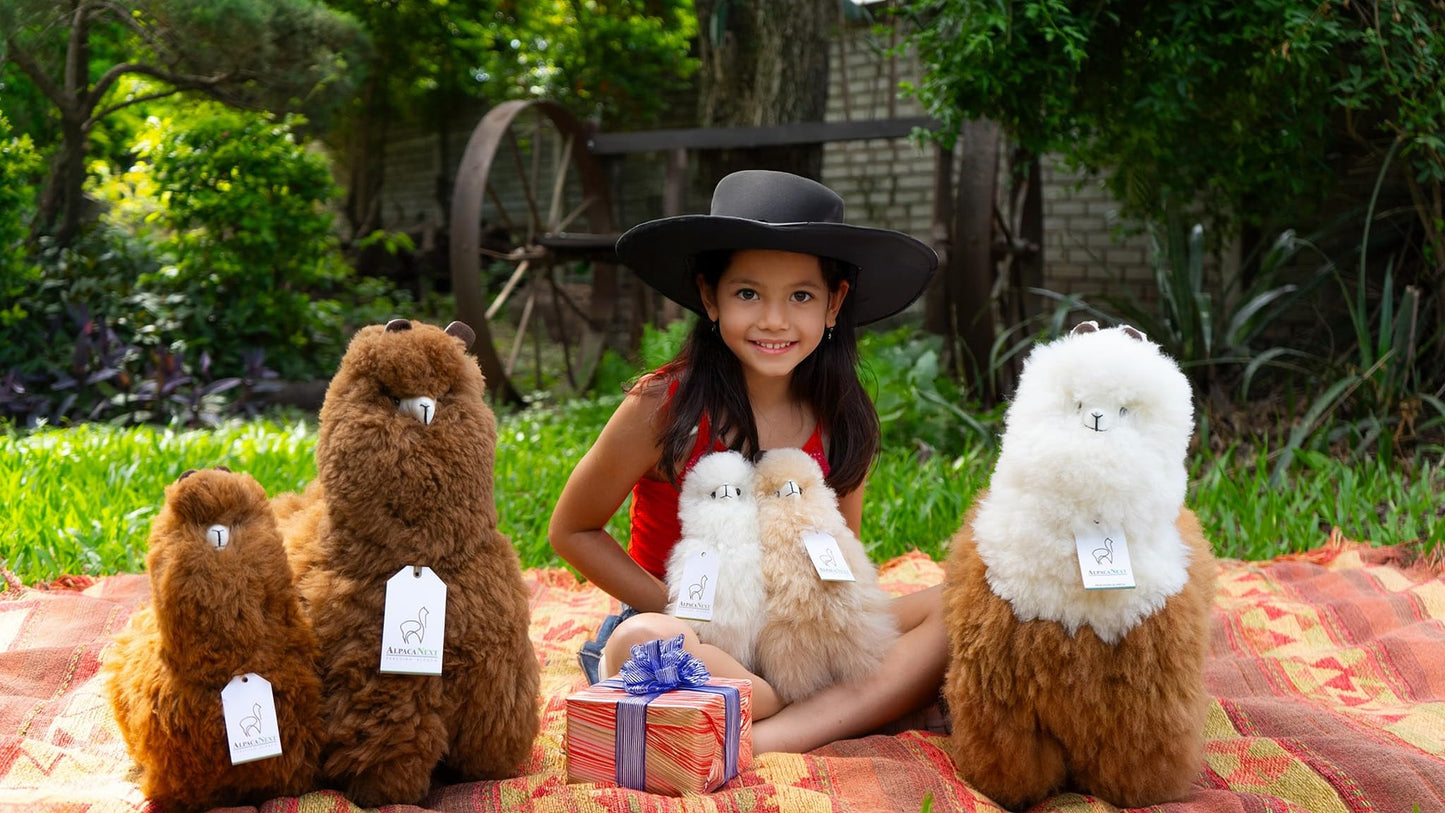 AlpacaNext Alpaca Stuffed Animal – 9 inch. Cute, Soft and Cuddly Alpaca Plush Toy Handcrafted on Real Alpaka Natural Fur (9 inches, Beige)
