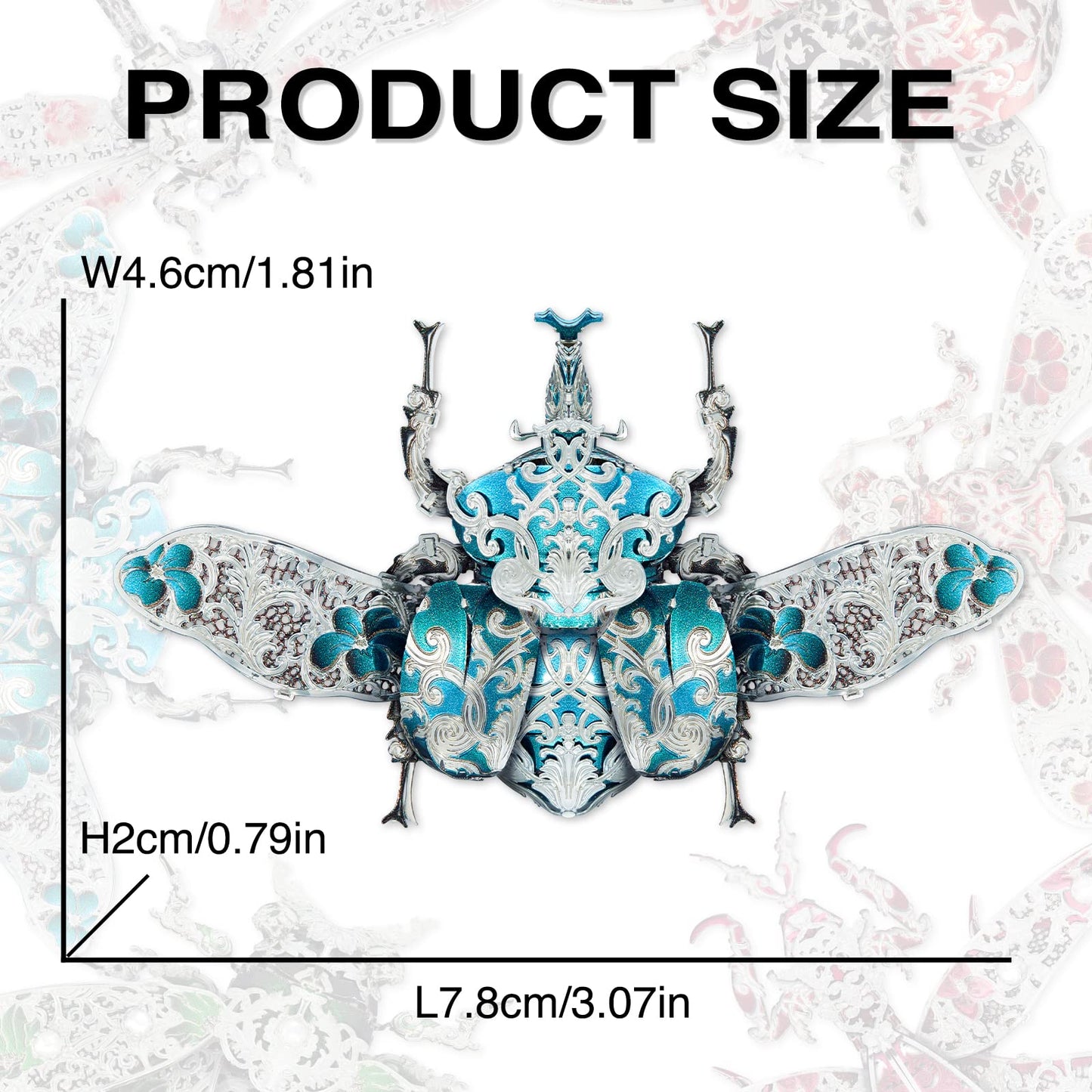 Piececool 3D Metal Puzzles for Adults, Rhinoceros Beetle 3D Model Building Kits Insect Themed Brooch Assembling DIY Crafts Creative Birthday Gifts,22Pcs