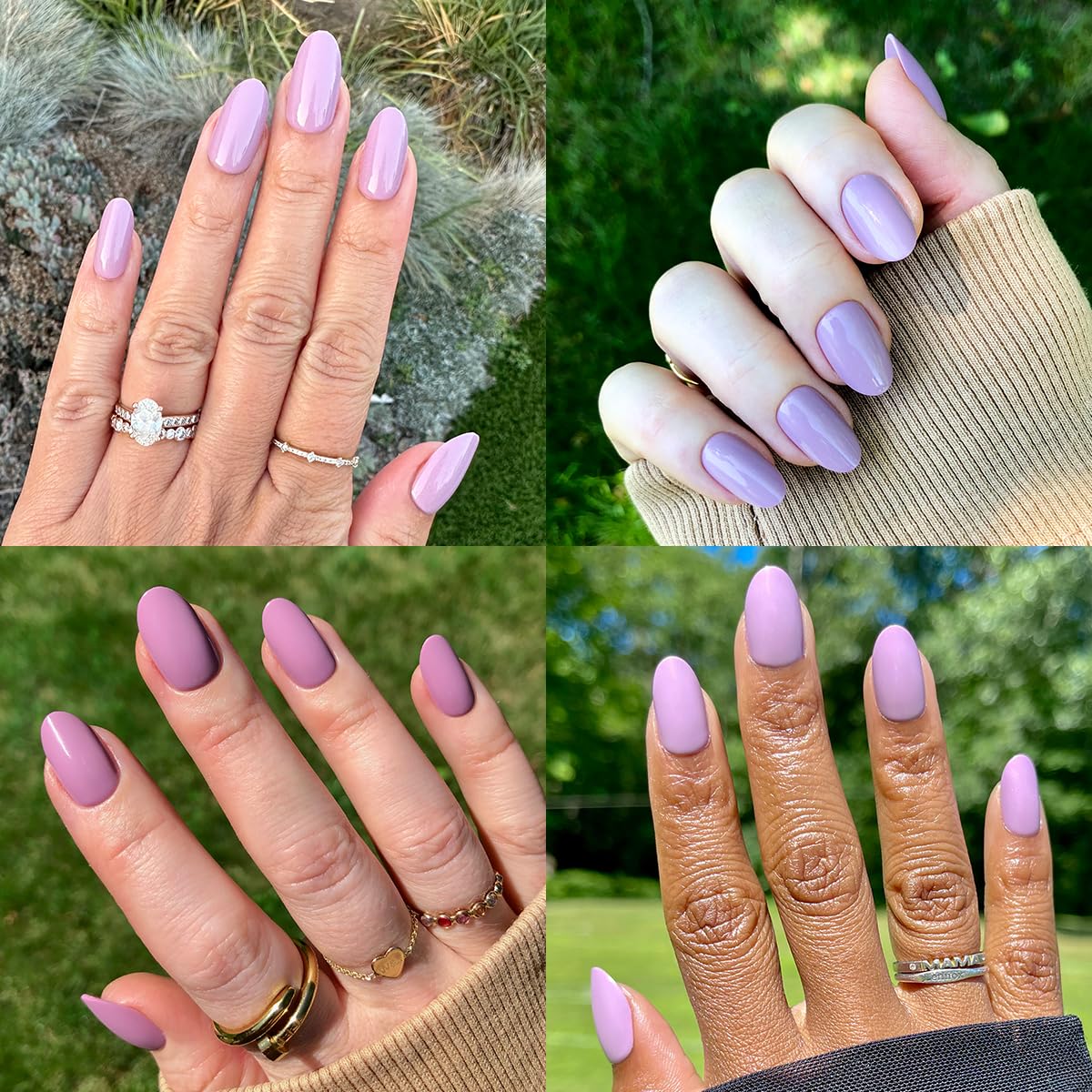 Olive & June Classic Super Stick Mani Press On Nails | No Glue Needed | 32 Tab Nails 16 Sizes | Non-Toxic Tabs Easy On-Off Non-Damaging Realist Look | 7-Day Wear | Medium, Oval | Prairie Lavender