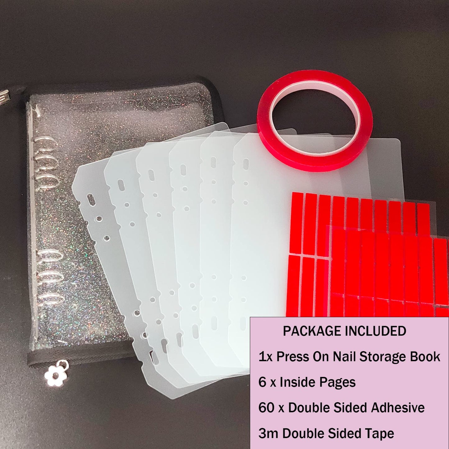 GUXACU Press On Nail Organizer 10 PCS Clear Empty Press On Nail Storage Press On Nail Packaging for Fake Nail Storage Nail Display Nail Salon Press On Nail Supplies Organizer with Nail Tape