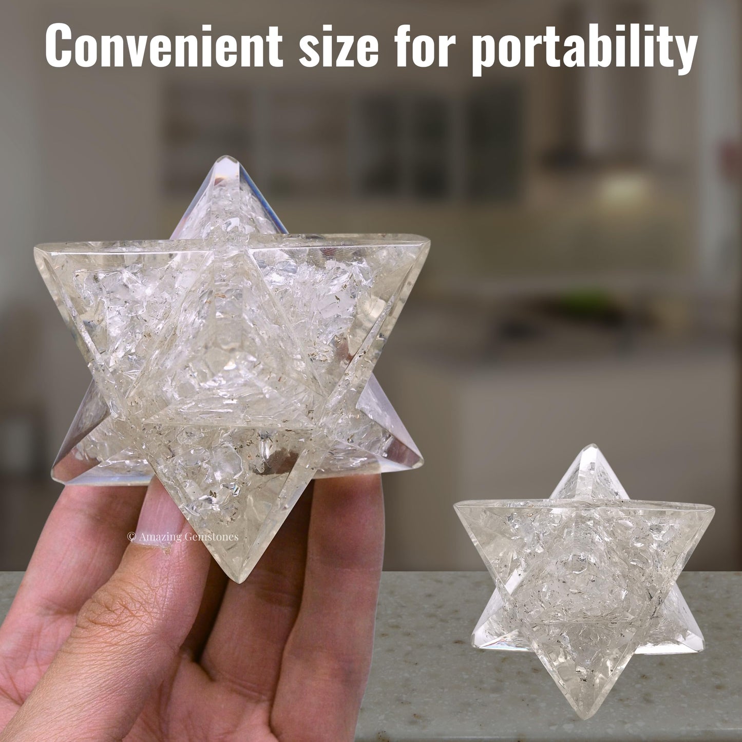 Amazing Gemstone 1 Pcs Clear Quartz Large Crystal Orgone Merkaba Star for Reiki Healing Meditation and Crystal Grid (Sharpest Edges)