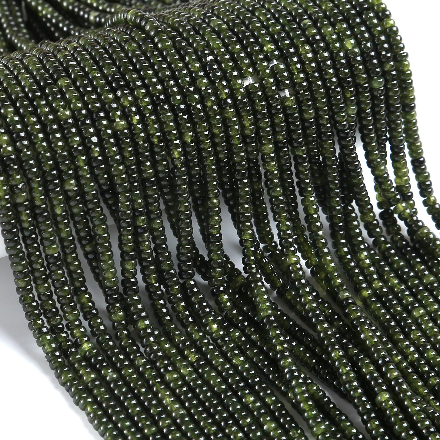 150PCS 2x4mm Natural Green Garnet Jades Stone Rondelle Beads Abacus Disk Stone Beads Round Loose Spacer Gemstone for DIY Bracelet Necklace Jewelry Making