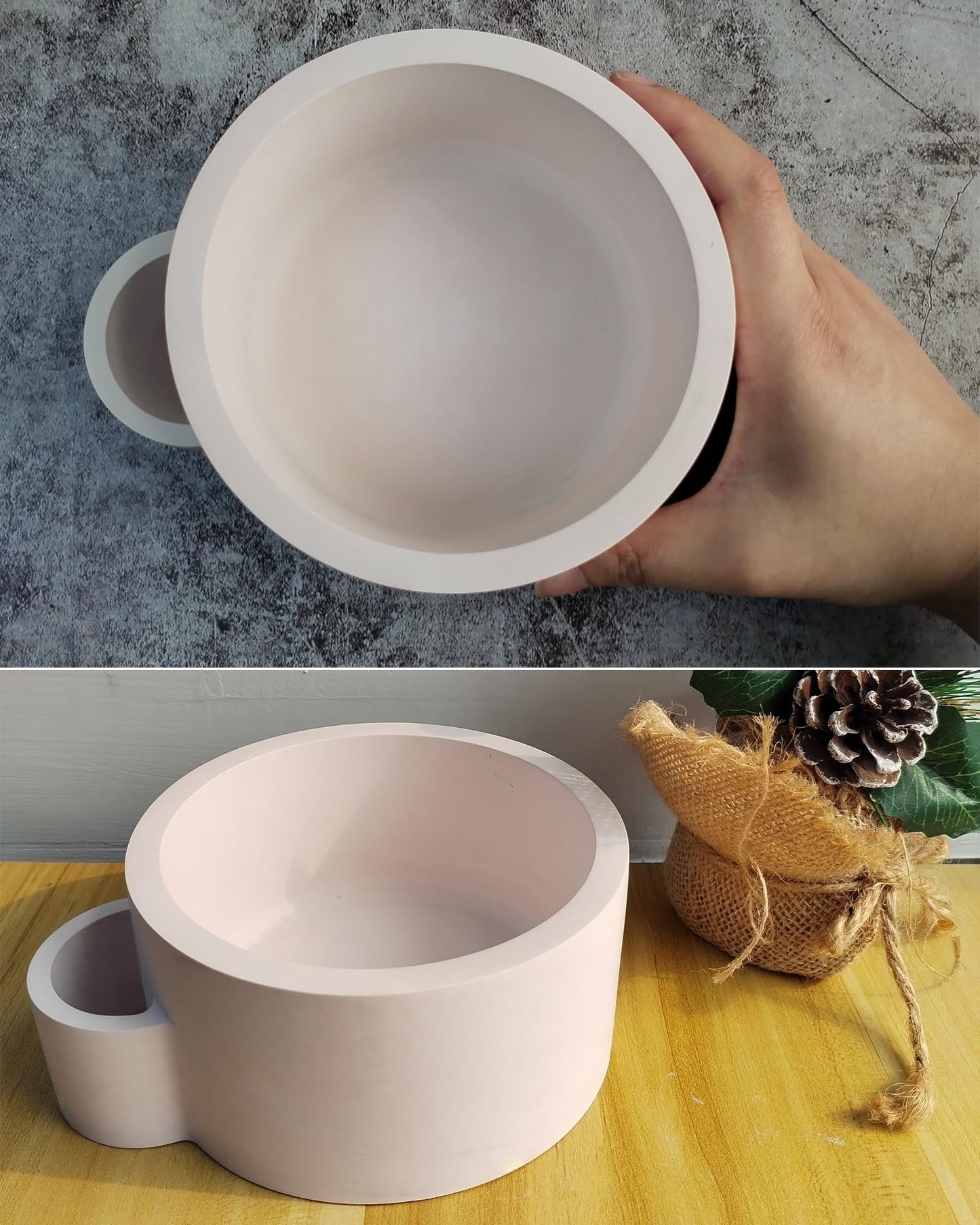 Wehous Large Candle Holder Silicone Resin Concrete Cement Mold, Unique Candle Vessels Jewelry Holder Round Container Jar Box Bowl for DIY Storage Craft Decor