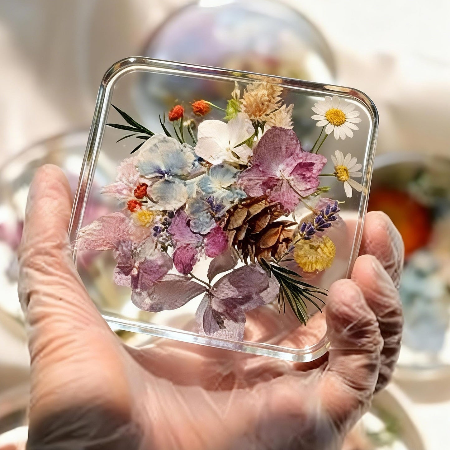 12-Cavity Extra Deep Coaster Resin Molds Silicone,4 Inches Round and Squares Coaster Silicone Molds for Resin,Coaster Epoxy Resin Molds for Flower Bouquet