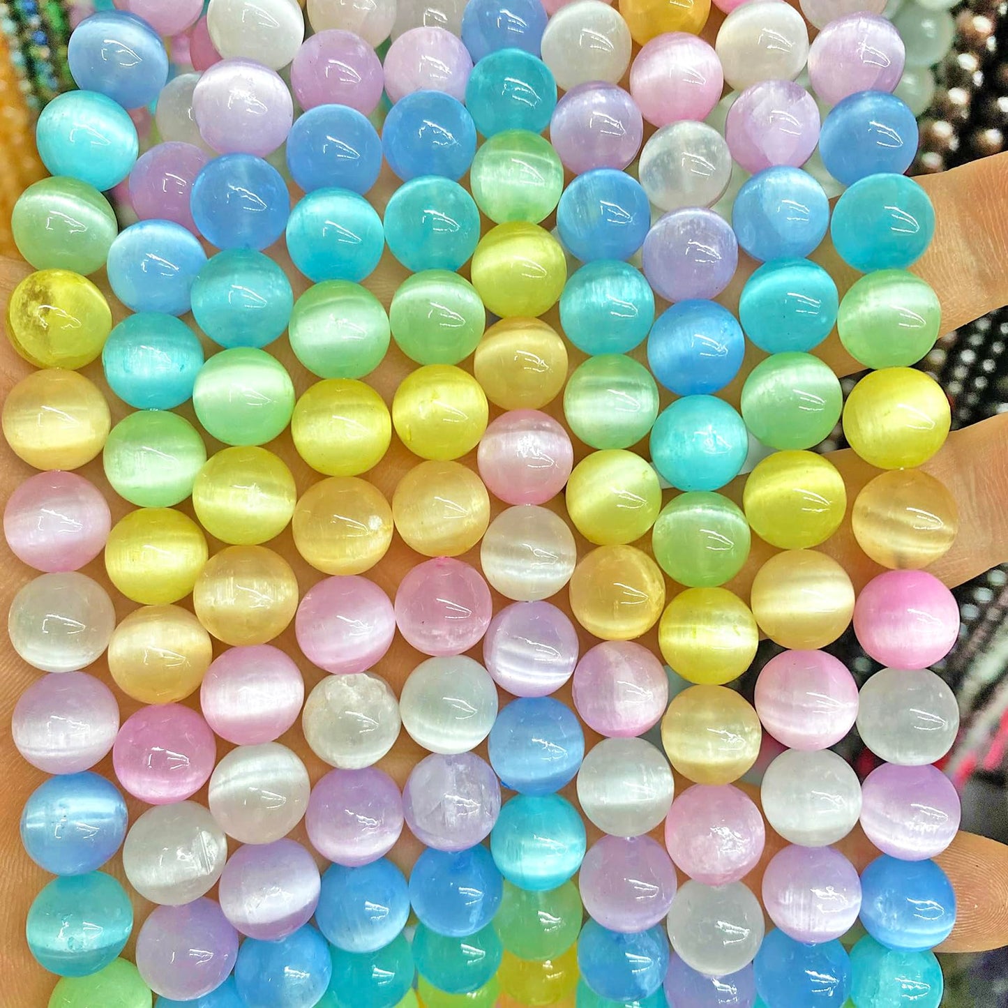 8MM 45PCS Colorful Selenite Gypsum Stone Crystal Beads for Jewelry Making DIY Bracelet