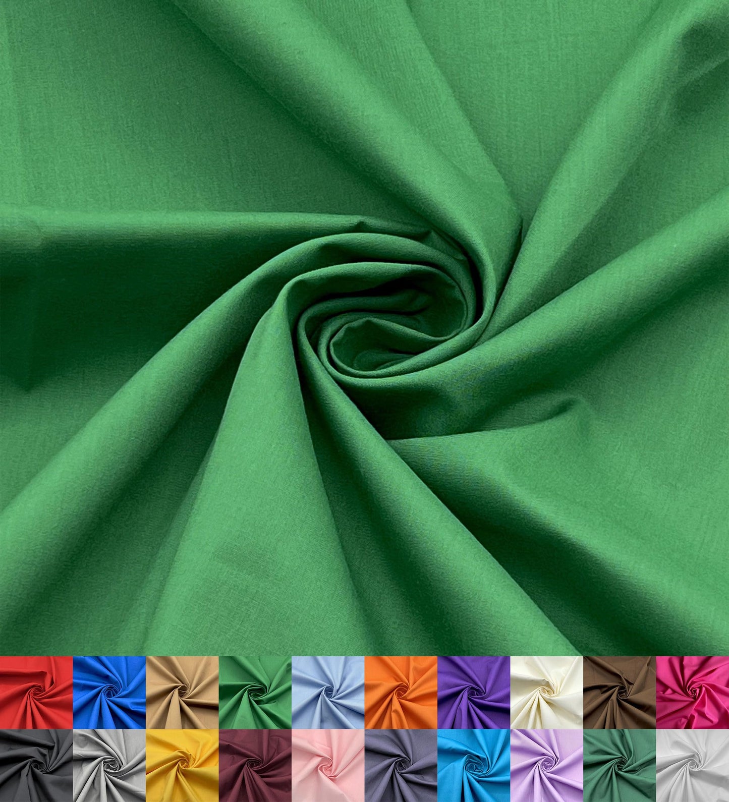 EOVEA - Cotton Polyester Fabric by The Yard – 60" Wide Broadcloth Fabric, Soft, Lightweight & Breathable Material for Lining, Curtains, Bedding, Skirts, Sewing Projects (Kelly Green,2 Yard)