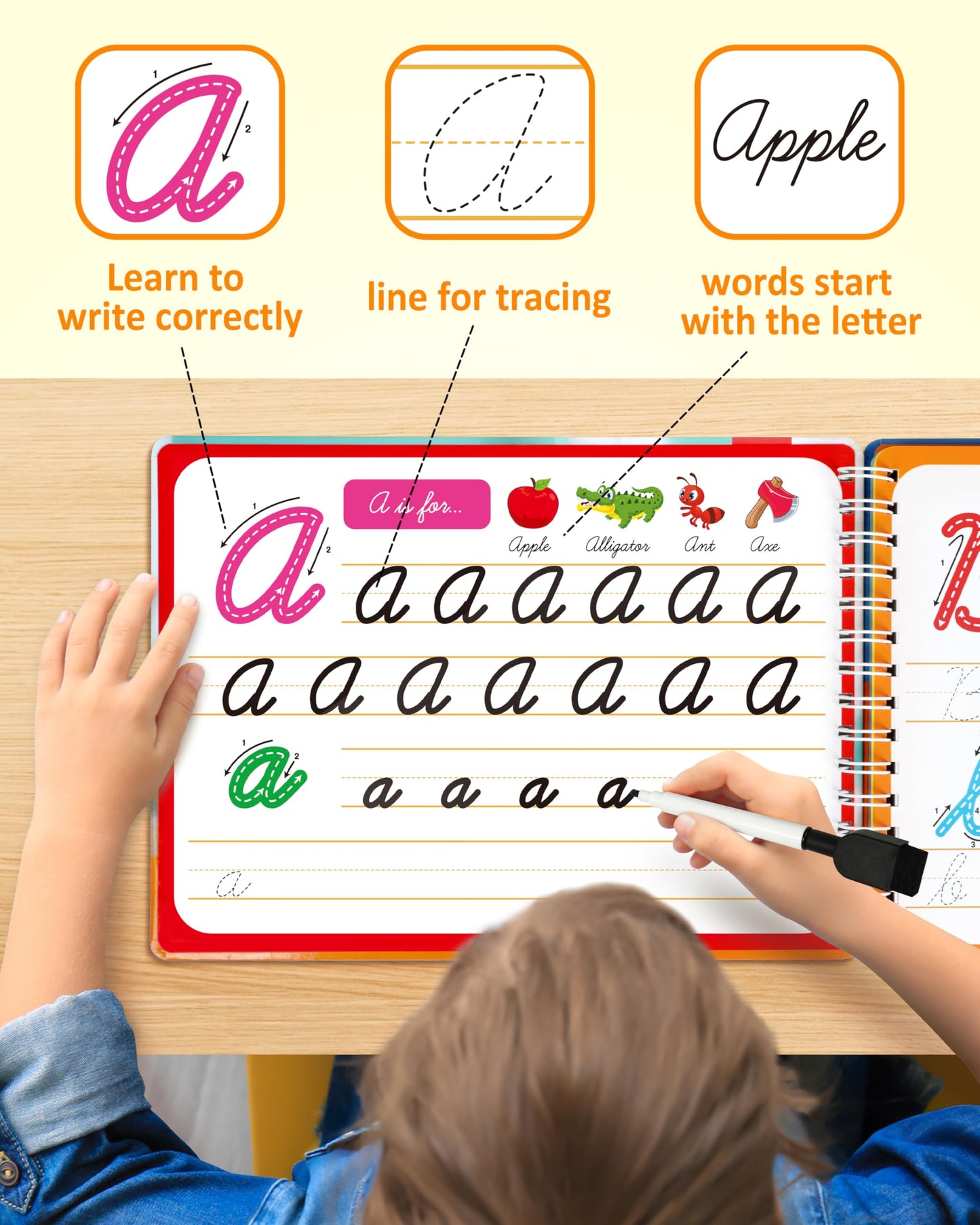 Coogam Magic Practice Copybook for Kids Age 3-12, Dry-Erase Writing Practice Book - Cursive Handwriting Aid With Alphabet Nmubers Words Sentences for Children and Beginners