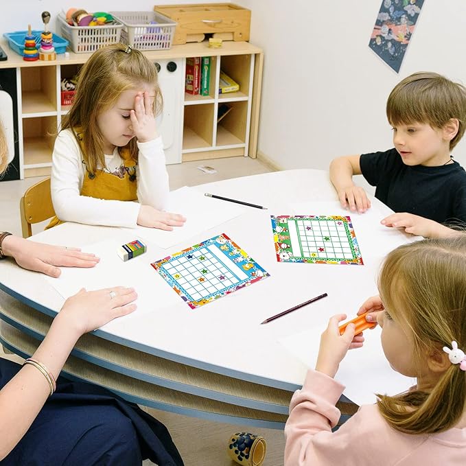 REGELETO 80 Pack Classroom Incentive Chart for 2 Designs with 2400 Pieces Colorful Star Stickers for Kids Students Classroom Teaching or Family Using