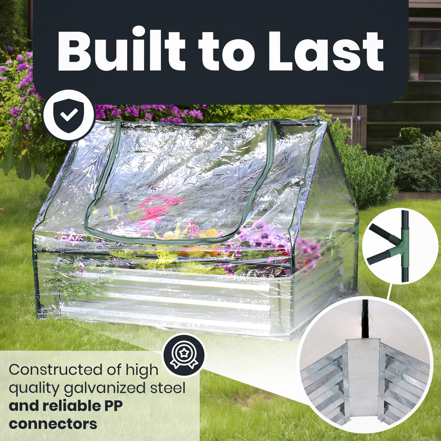 Sunvara Galvanized Raised Garden Bed with Cover 4x3x1ft Large with Gloves