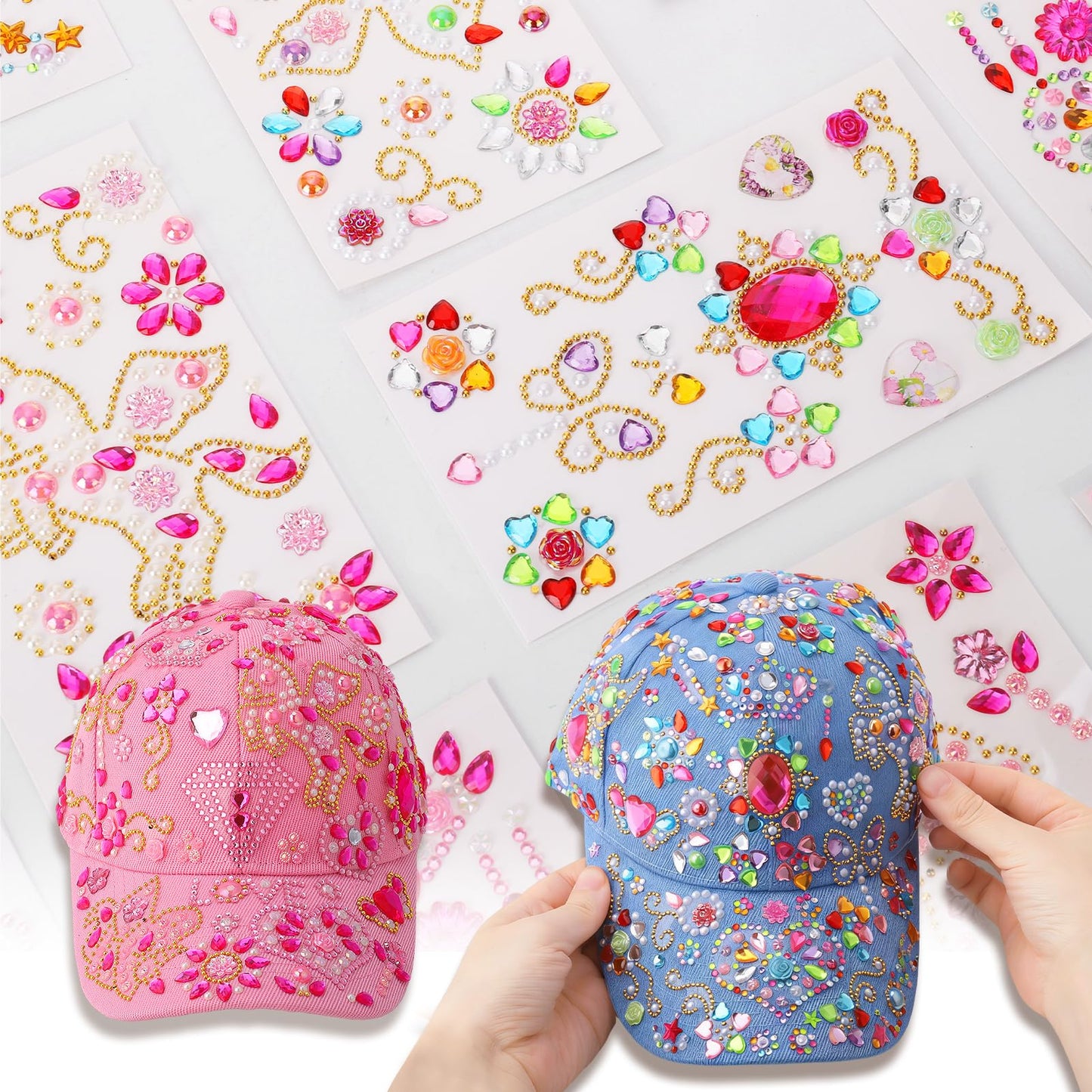 Zhamate DIY Baseball Cap Craft Kit for Girls, Kids Crafts with Stickers, Creative DIY Hat for Ages 6–12, Birthday Easter Gift Activity Set