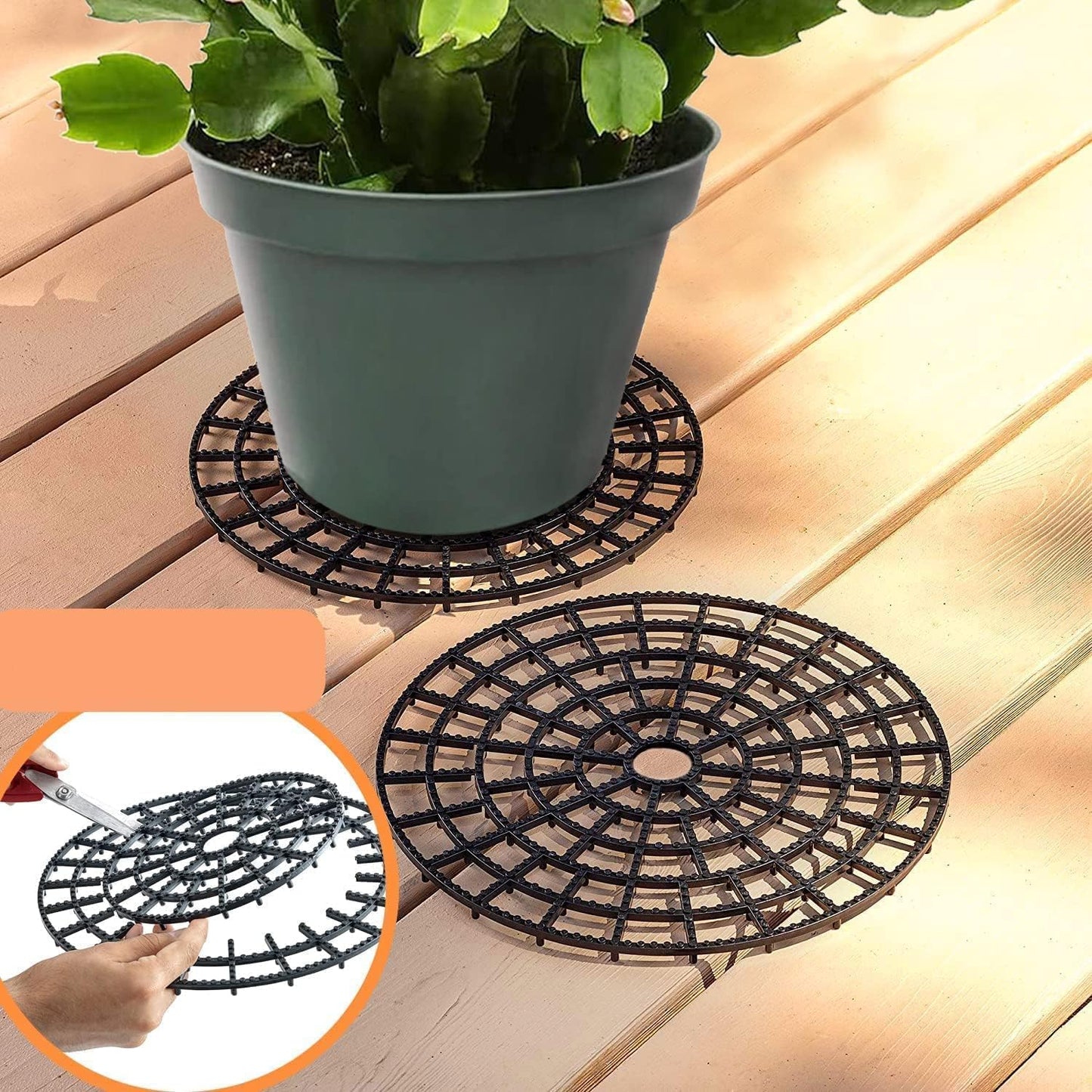 WISHDIAM Plant Riser 6PCS, Flower Plant Stands, 12 inches Patio&Deck Floor Protector, Adjustable Heavy Plant Riser, Deck Planter Plant Coaster, Plant Trivet for Indoor, Outdoor, Airflow and Drainage