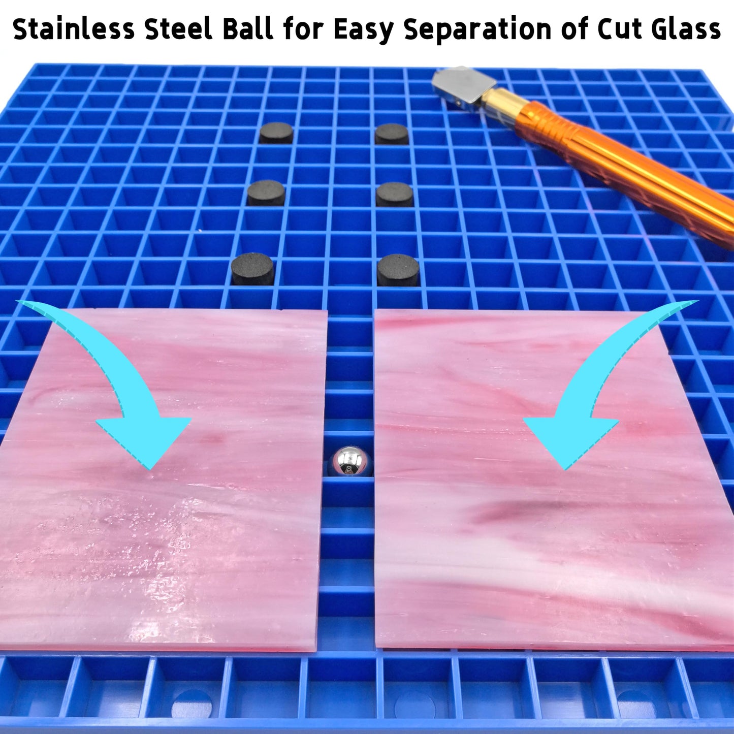 Stained Glass Cutting Mat, Solid Bottom Plastic Grid, Blue, 1 Pack