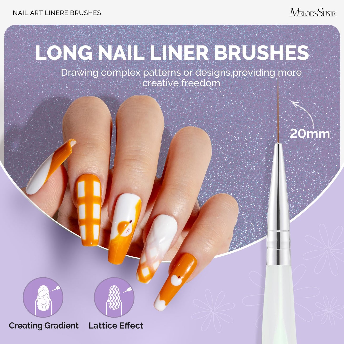 MelodySusie 5Pcs Nail Art Liner Brushes MelodySusie Nail Art Pens Set