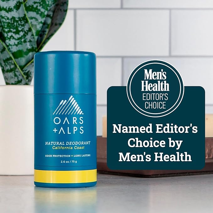 Oars + Alps Aluminum Free Deodorant for Men and Women, Dermatologist Tested and Made with Clean Ingredients, Vegan, California Coast, 1 Pack, 2.6 Oz
