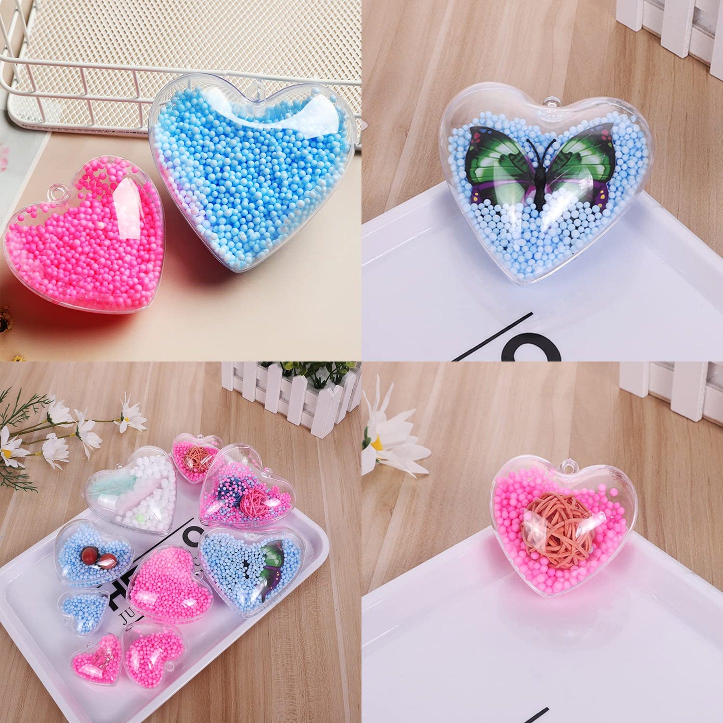 Jangostor 20 Packs Clear Heart Ornaments Balls Valentine‘s Day Ornaments Ball to Fill, DIY Plastic Fillable Valentine Decorations Tree Balls Baubles Craft Transparent Ball (6.5CM)