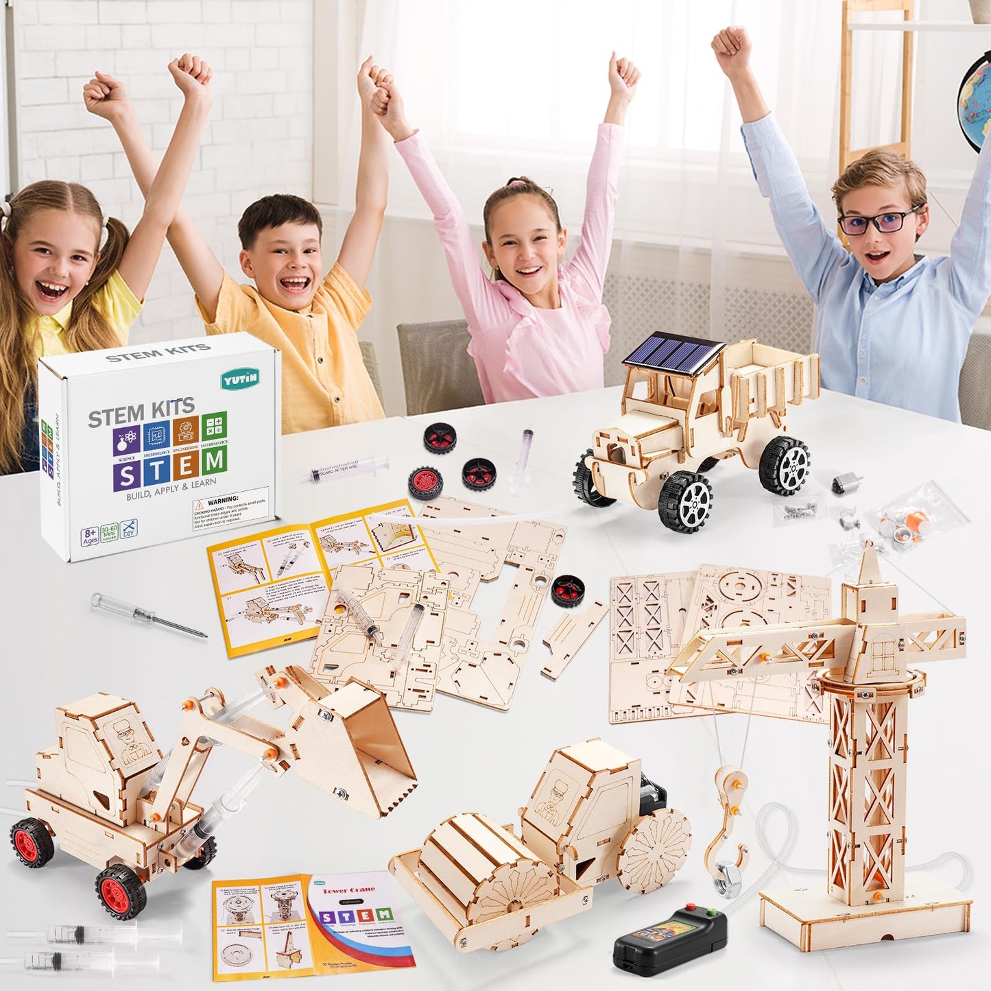 STEM Kits for Kids Ages 8-10 10-12, Wood Building Crafts Kit for Boys 8-12, Model Car Kit, 3D Wooden Puzzles Woodworking Science Projects, Construction Engineering STEM Toys for 8 10 13 12 14 Year Old