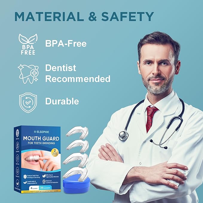 Mouth Guard for Grinding Teeth at Night: Night Guards for Teeth Clenching Custom Fit for Nighttime Protection 4 Pack + 20 Cleansing Tablets