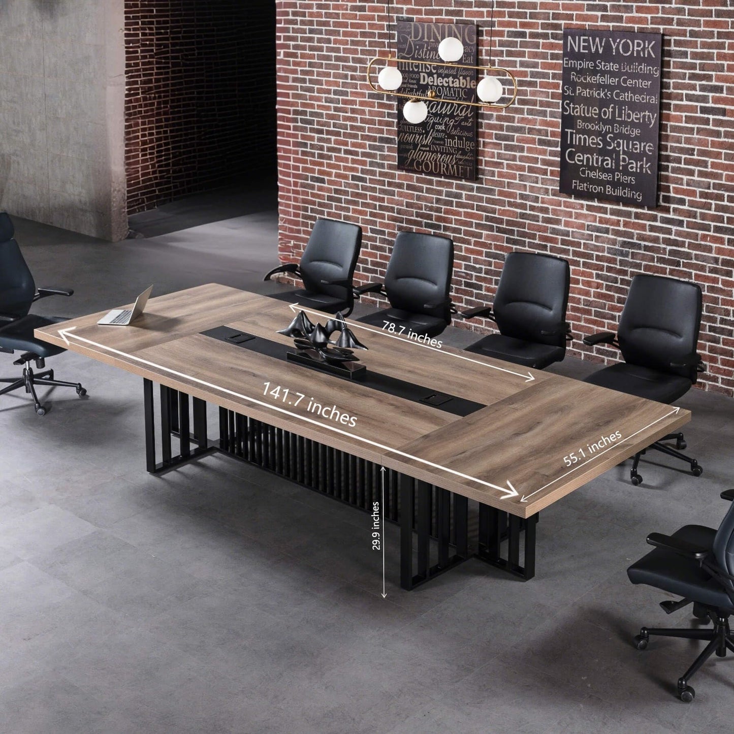 12ft Large Conference Table - 2" Thick Top & Metal Grid Base | Easy Assembly | Cable Management | Commercial Office Desk, Modern Executive Meeting Table for Office (10-20 People)
