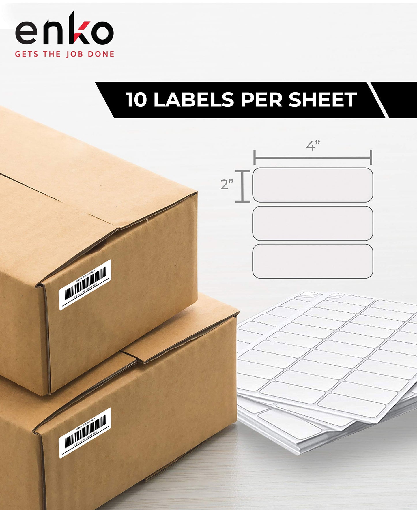 enKo 2 x 4 Inch Label - White Blank - 10 Up Address Mailing Labels for Laser Inkjet Printer (100 Sheets, 1000 Labels)