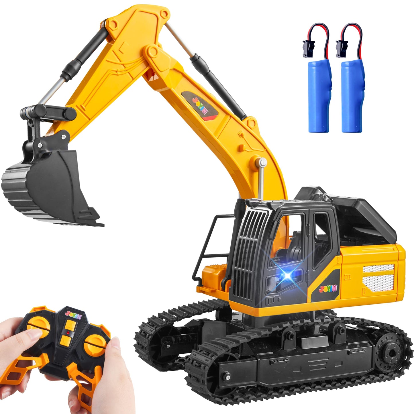 JOYIN Remote Control Excavator Toys for Boys, 2.4Ghz RC Play Excavator with Light, Construction Toys for Boys Birthday Gift 3-5 4-7 8-12 Year Old Kids