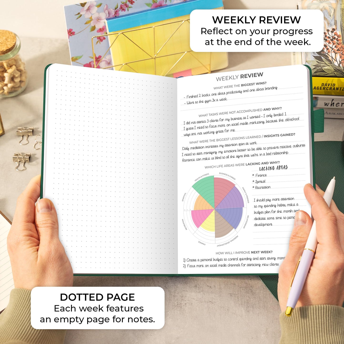Clever Fox Planner Daily Premium – Undated Daily Planner with Hourly Schedule, Personal Organizer, Productivity Journal, 6 Months (Forest Green)