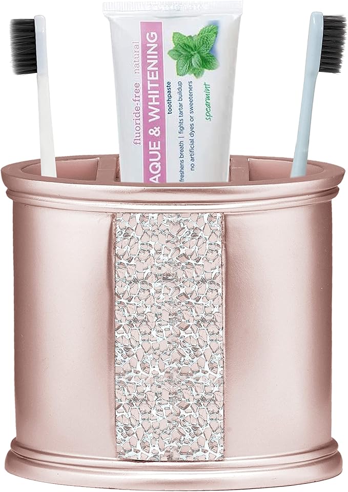 Zahari Home Sinatra Bath Tooth Brush Holder Modern Tooth Brush and Toothpaste Holder, Blush