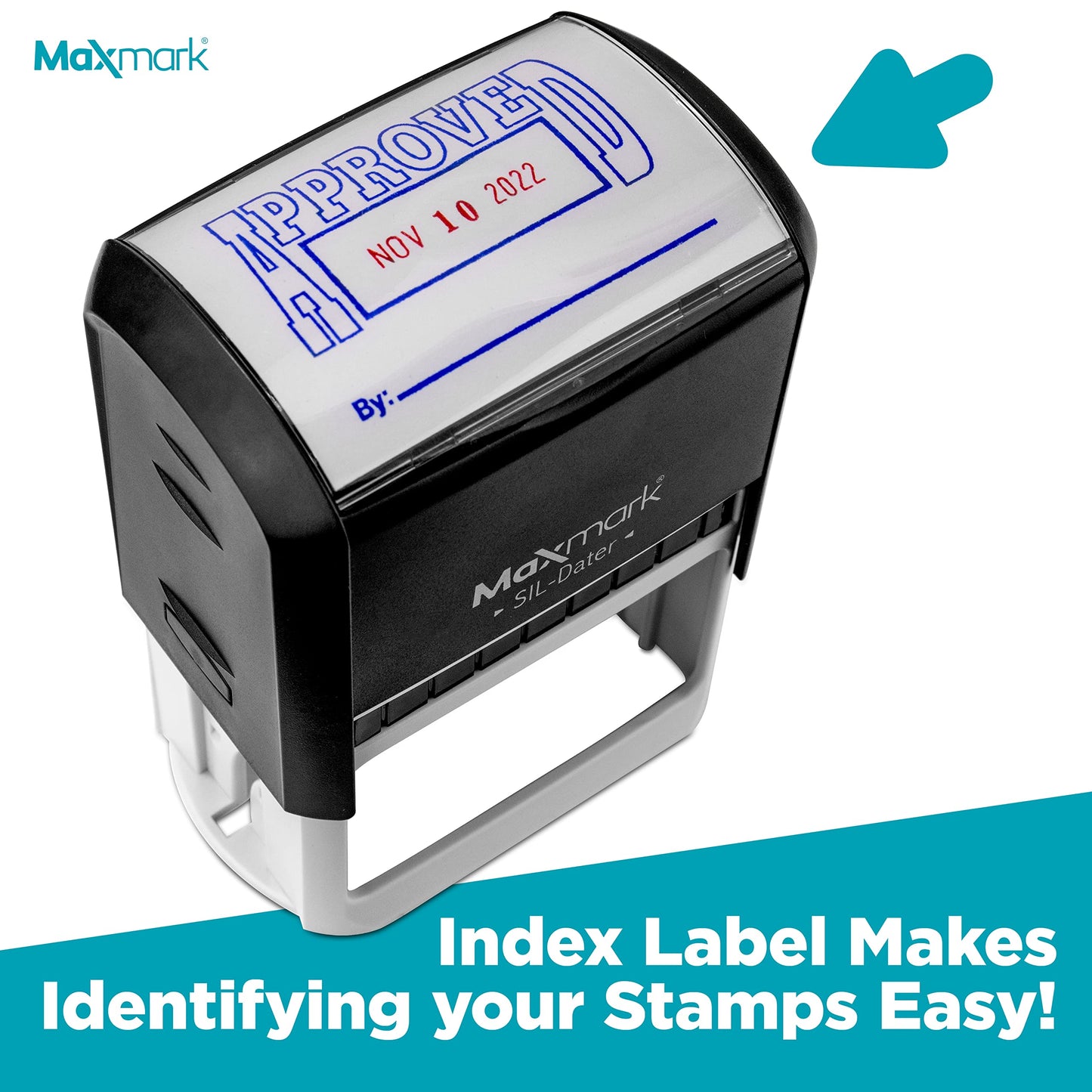 MaxMark Large Self-Inking Rubber Date Office Stamp with Received Phrase & Date - Blue/Red Ink, 12-Year Band - Style 5