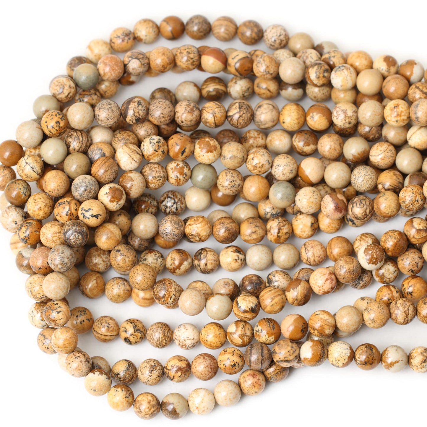CHEAVIAN 45PCS 8mm Natural Picture Jasper Stone Round Loose Beads for Jewelry Making DIY Findings 1 Strand 15"